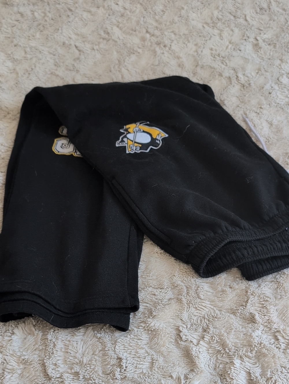 Penguins NHL Black Sweatpants with Yellow & White Logo